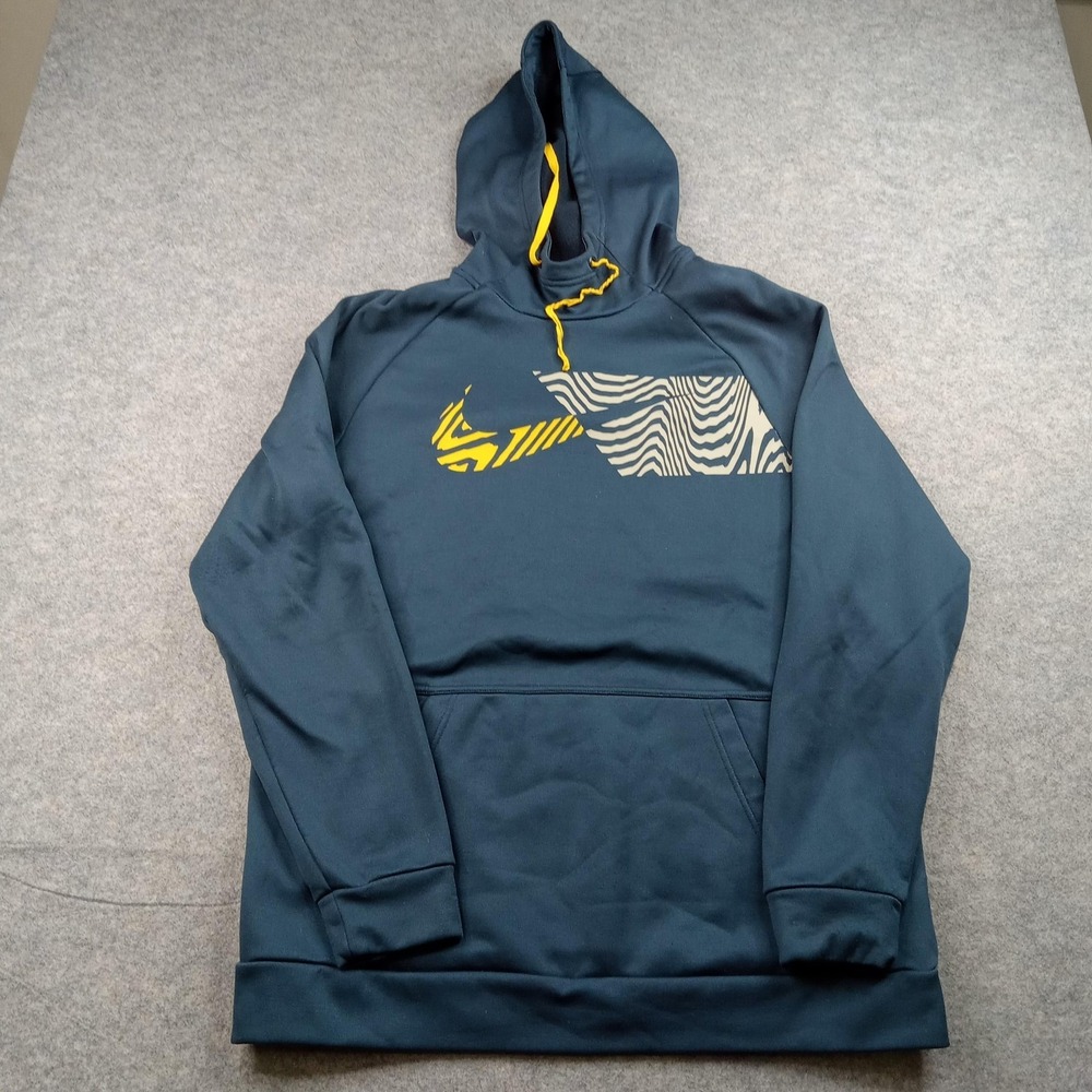 Nike Hoodie Mens Large Blue Dri-Fit Standard Fit Pullover Sweatshirt Athletic